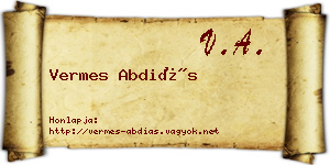 Vermes Abdiás névjegykártya